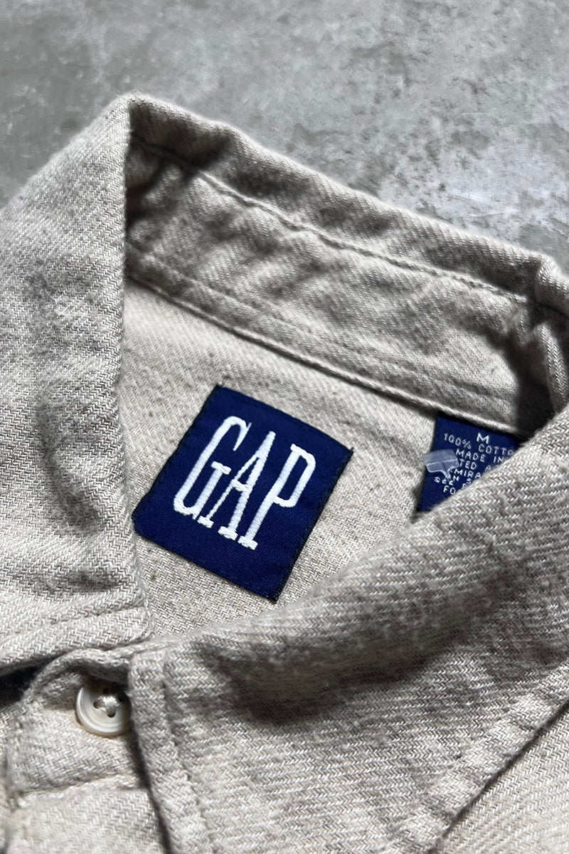 90'S L/S SHIRT / BEIGE [SIZE: M NOS/DEADSTOCK]