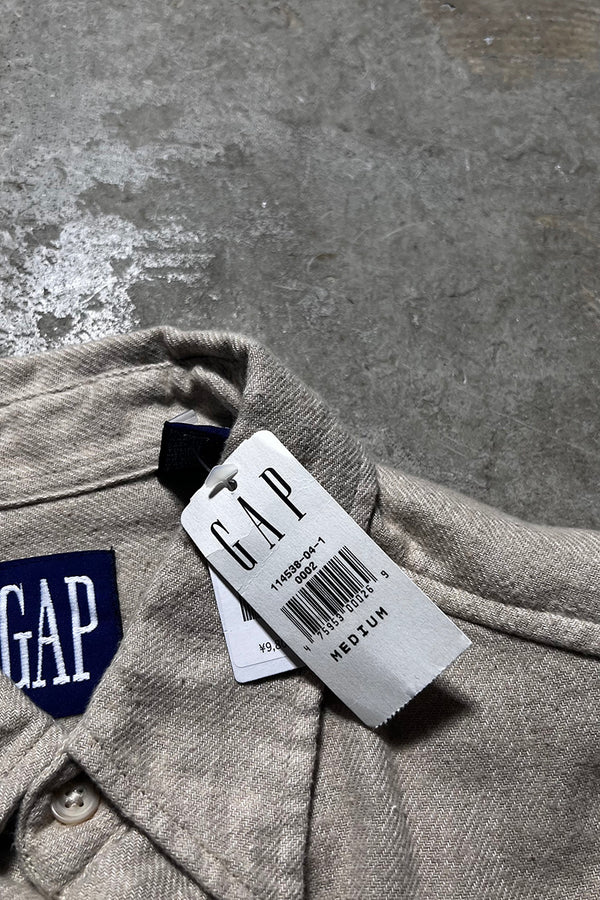90'S L/S SHIRT / BEIGE [SIZE: M NOS/DEADSTOCK]