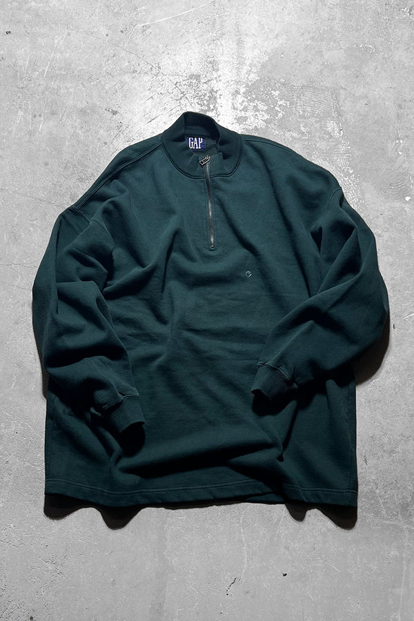 90'S HALF-ZIP SWEATSHIRT / GREEN [SIZE: L DEADSTOCK/NOS]