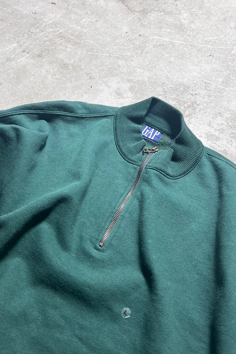 90'S HALF-ZIP SWEATSHIRT / GREEN [SIZE: L DEADSTOCK/NOS]