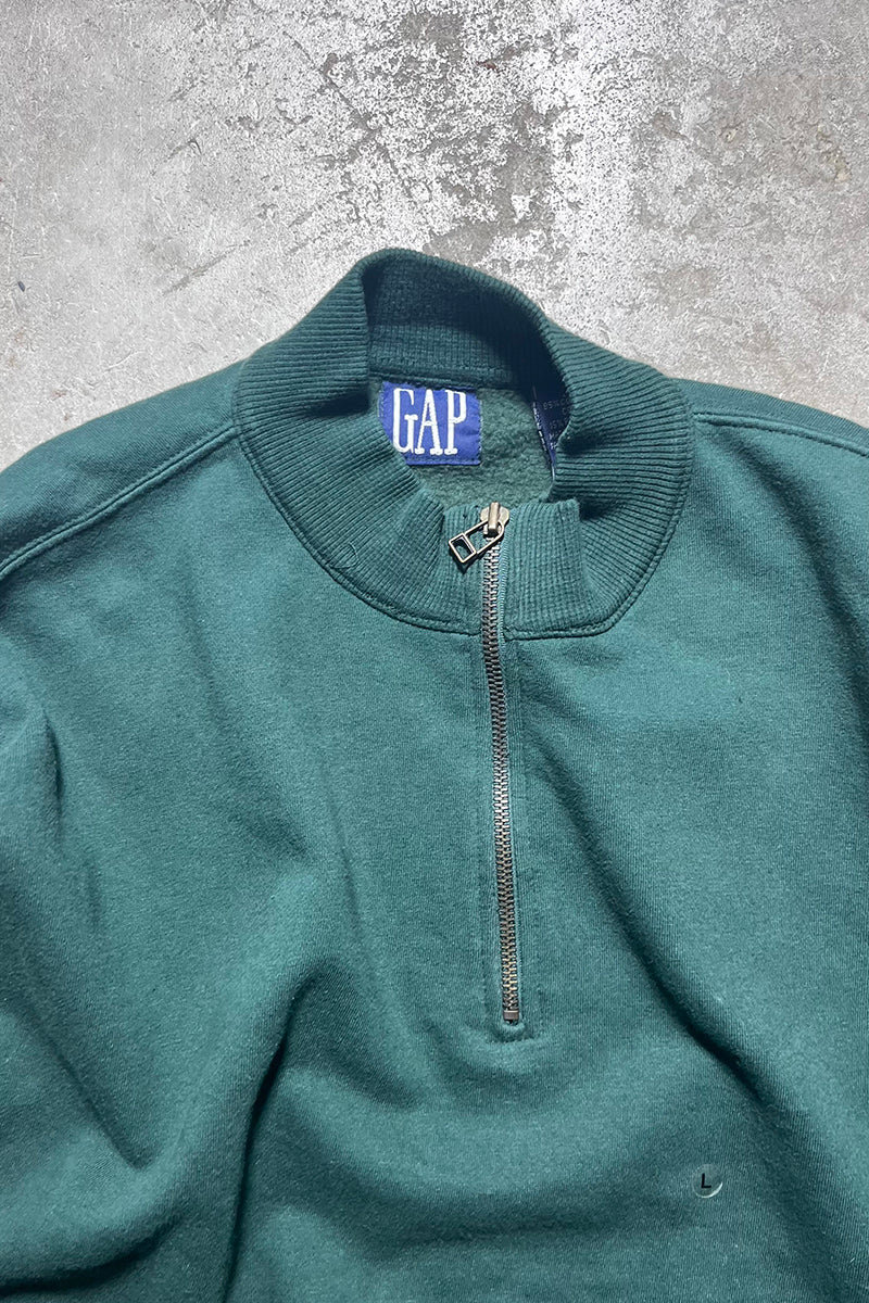 90'S HALF-ZIP SWEATSHIRT / GREEN [SIZE: L DEADSTOCK/NOS]