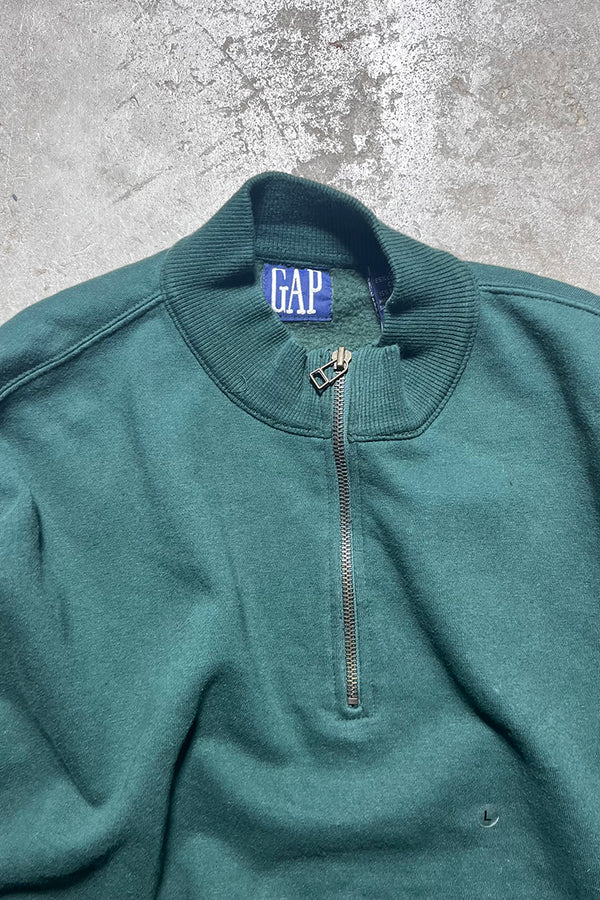 90'S HALF-ZIP SWEATSHIRT / GREEN [SIZE: L DEADSTOCK/NOS]