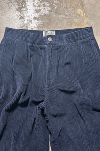 90'S TUCK CORDUROY PANTS / NAVY [SIZE: 32 USED]