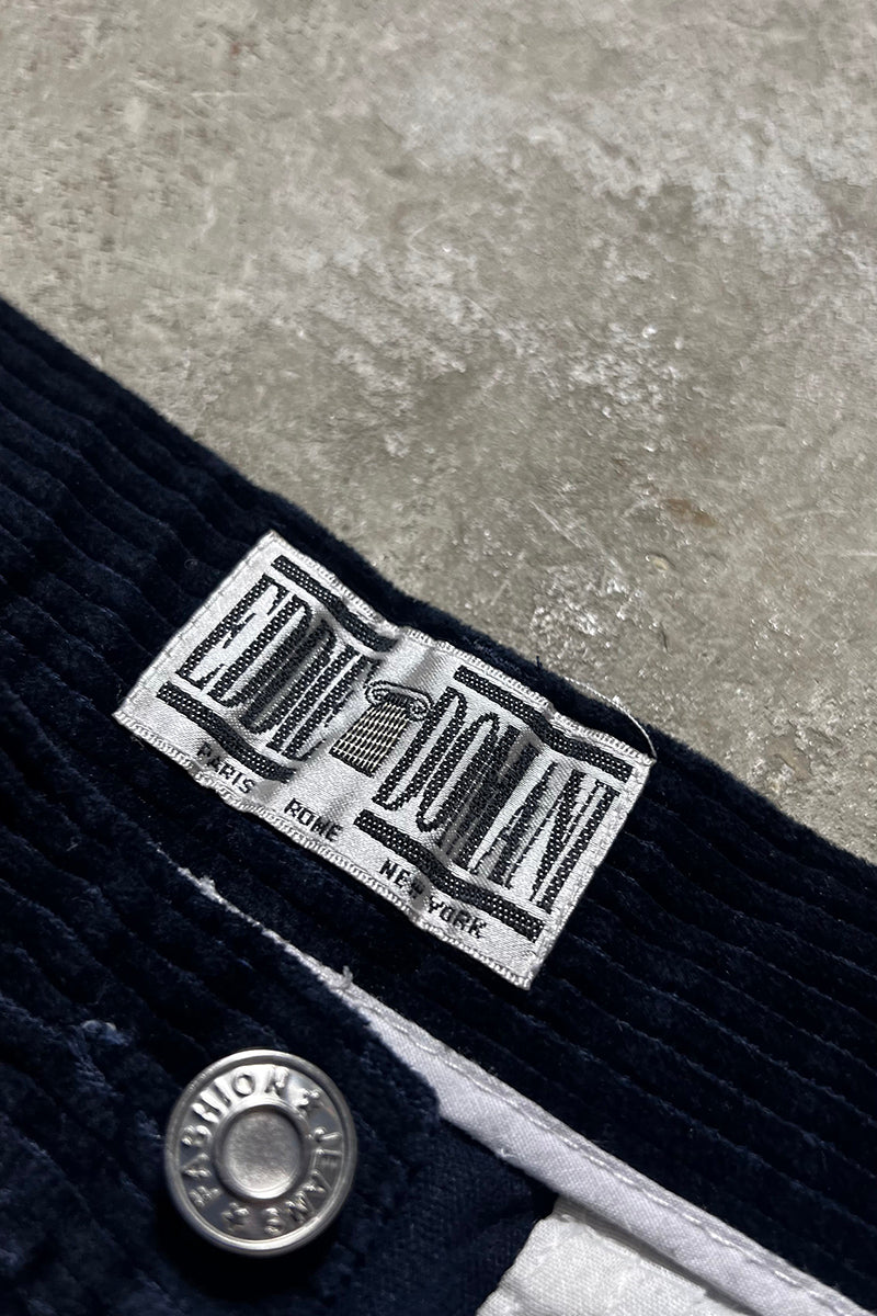 90'S TUCK CORDUROY PANTS / NAVY [SIZE: 32 USED]