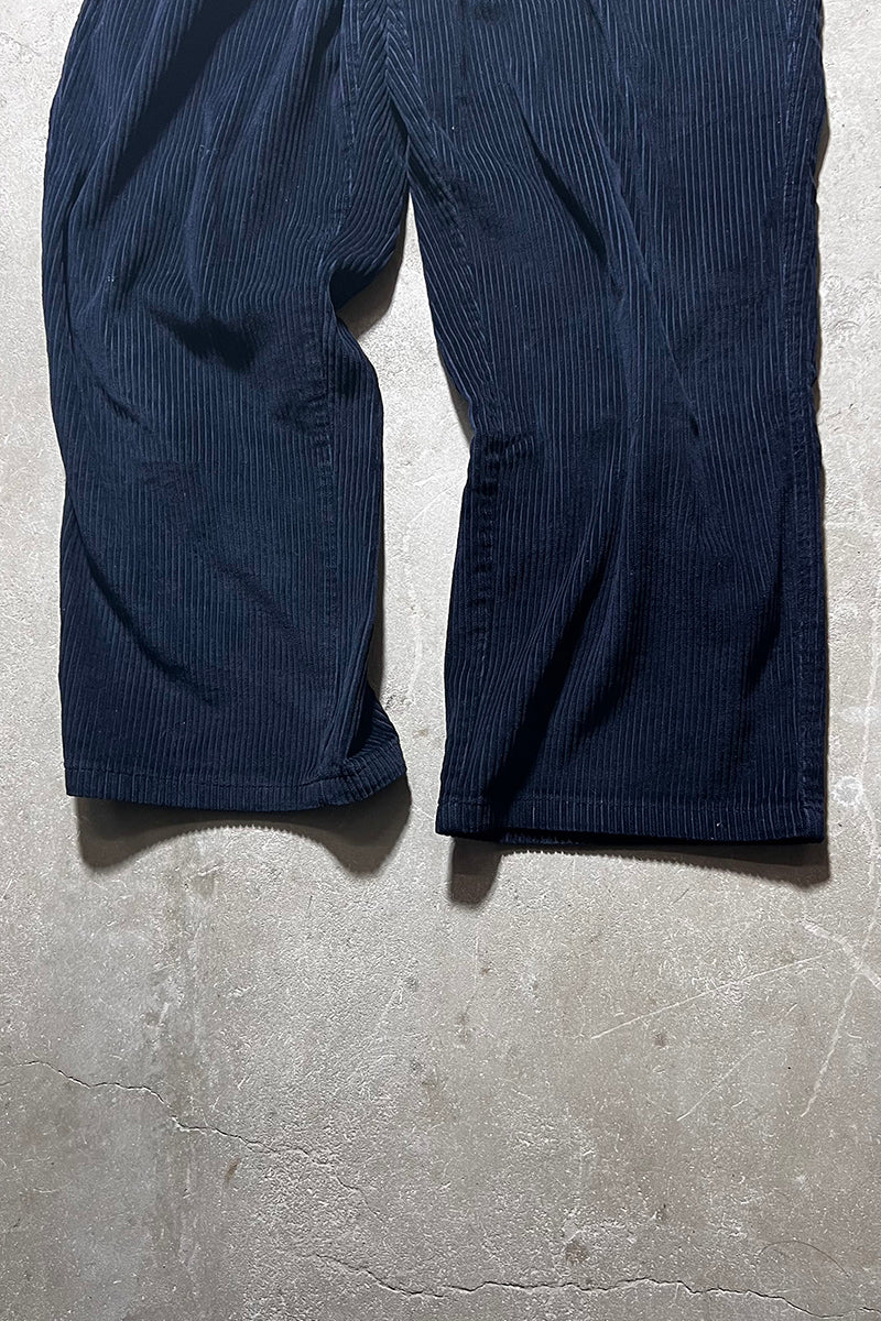 90'S TUCK CORDUROY PANTS / NAVY [SIZE: 32 USED]