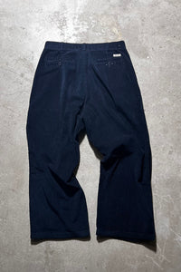 90'S TUCK CORDUROY PANTS / NAVY [SIZE: 32 USED]