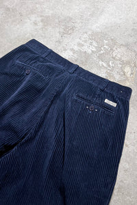 90'S TUCK CORDUROY PANTS / NAVY [SIZE: 32 USED]