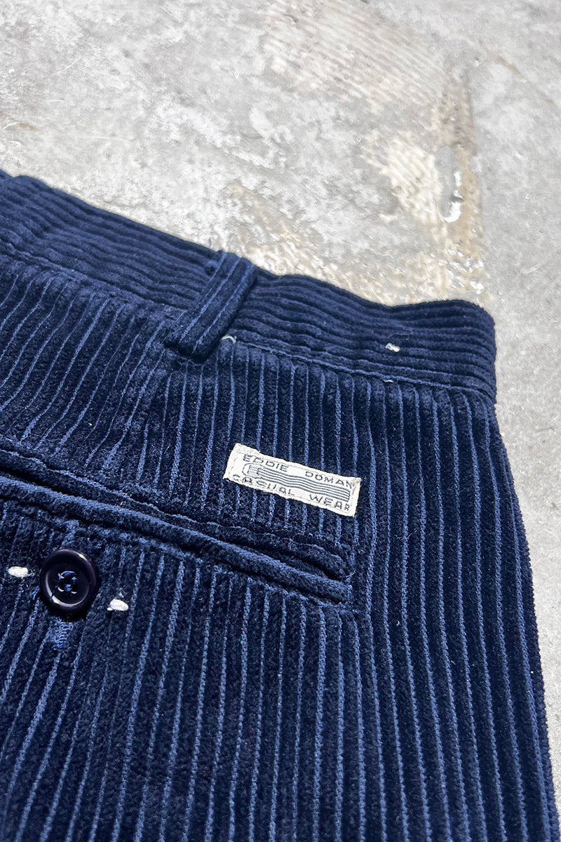 90'S TUCK CORDUROY PANTS / NAVY [SIZE: 32 USED]