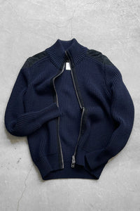 MADE IN ITALY DOUBLE ZIP DRIVERS KNIT / NAVY [SIZE: L USED]