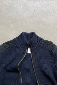 MADE IN ITALY DOUBLE ZIP DRIVERS KNIT / NAVY [SIZE: L USED]