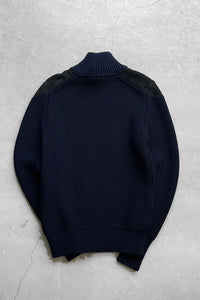 MADE IN ITALY DOUBLE ZIP DRIVERS KNIT / NAVY [SIZE: L USED]