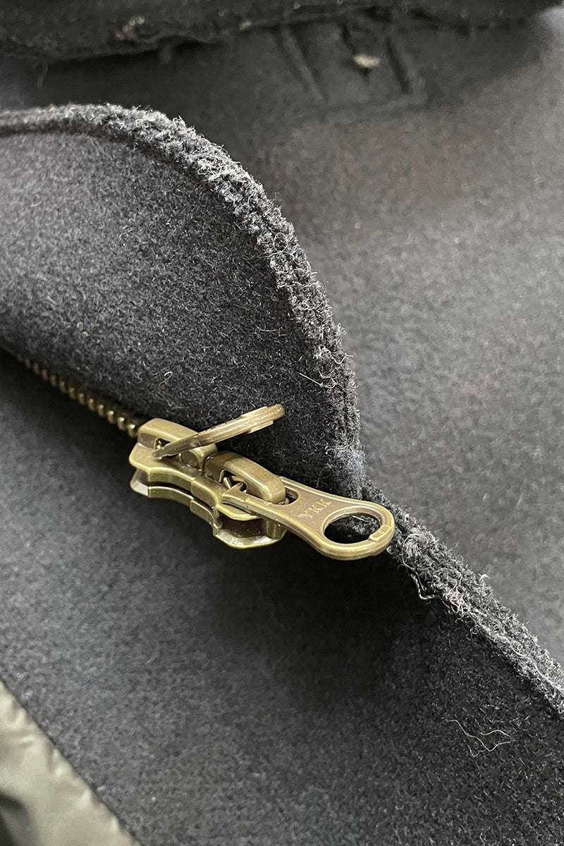 MELTON WOOL HOODIE COAT / NAVY [SIZE: 48 USED]