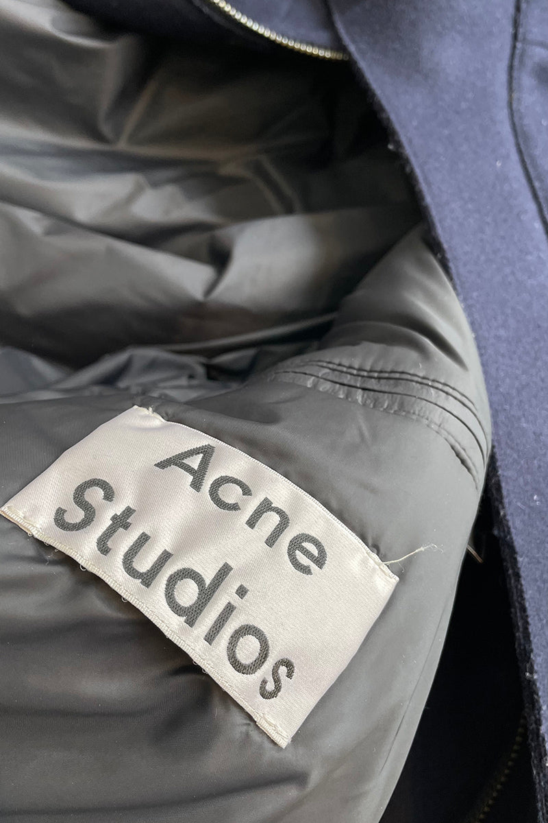 MELTON WOOL HOODIE COAT / NAVY [SIZE: 48 USED]