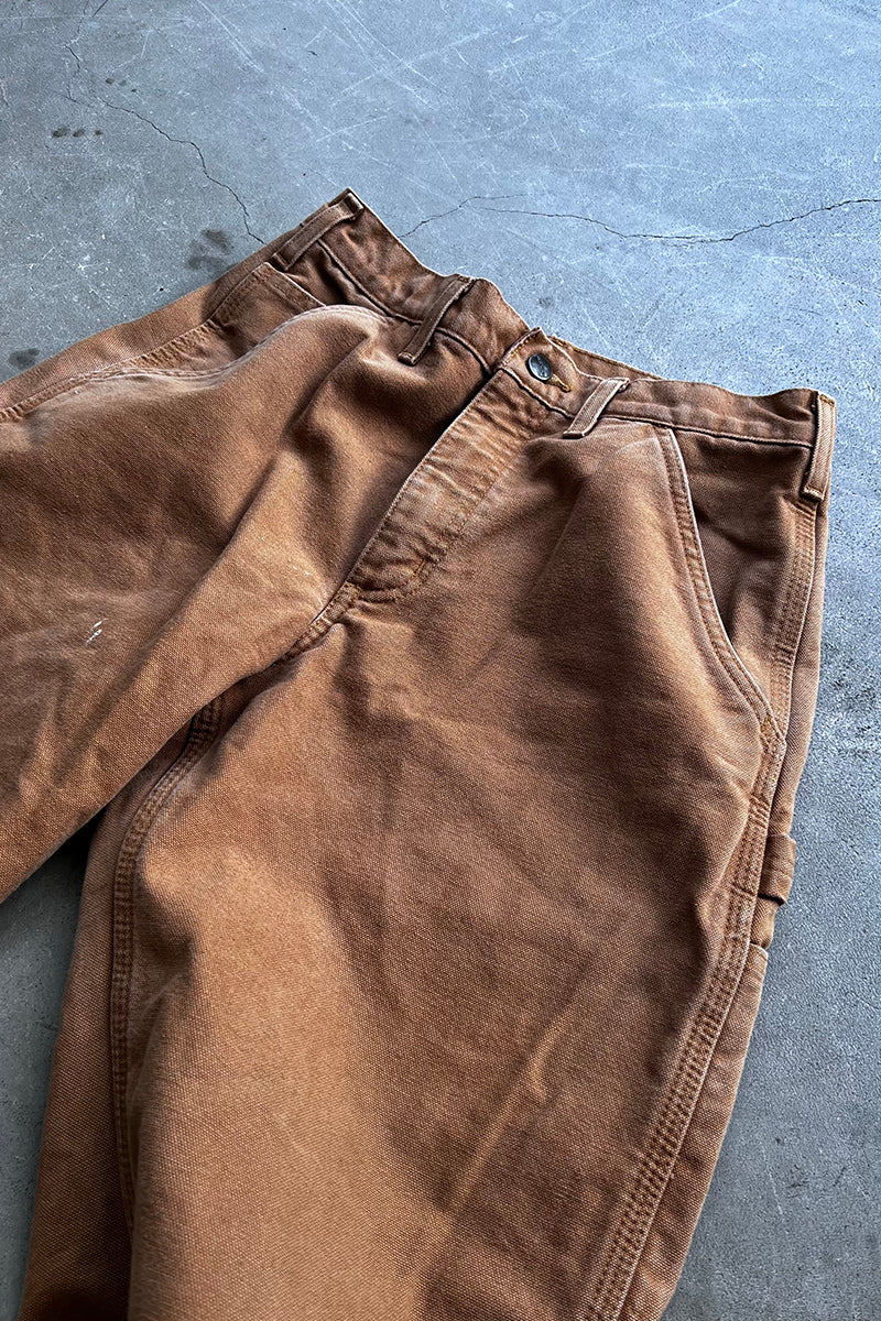 MADE IN MEXICO 16'S DUCK PAINTER PANTS W/CHECK LINER / BEIGE [SIZE: W30L30 USED]