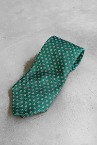 MADE IN ITALY 90'S PATTERN SILK NECK TIE / GREEN [SIZE: O/S USED]