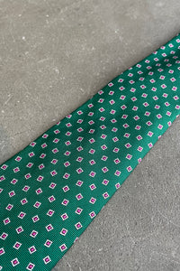 MADE IN ITALY 90'S PATTERN SILK NECK TIE / GREEN [SIZE: O/S USED]