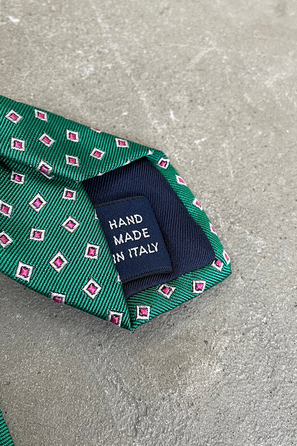 MADE IN ITALY 90'S PATTERN SILK NECK TIE / GREEN [SIZE: O/S USED]