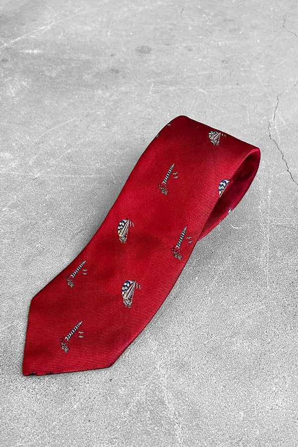 SAILING BOAT PATTERN NECK TIE / RED [사이즈: O/S USED]