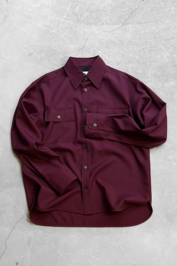 MADE IN ITALY L/S TROPICAL WOOL SHIRT / WINE RED [SIZE: M USED]