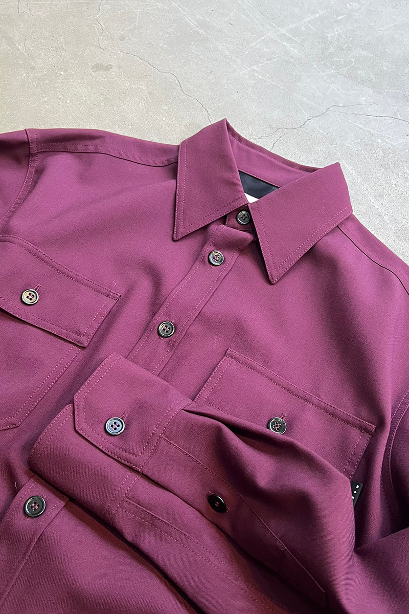 MADE IN ITALY L/S TROPICAL WOOL SHIRT / WINE RED [SIZE: M USED]