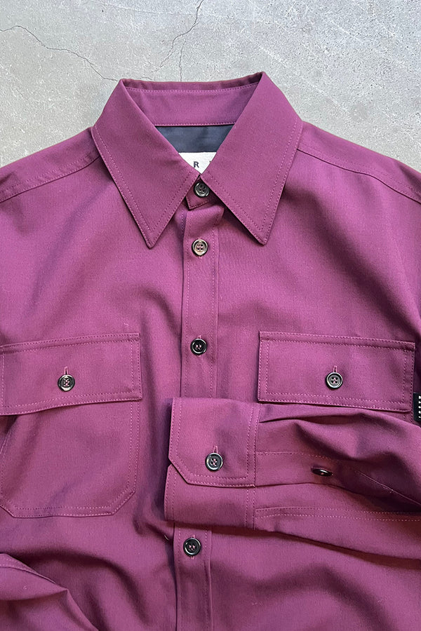 MADE IN ITALY L/S TROPICAL WOOL SHIRT / WINE RED [SIZE: M USED]