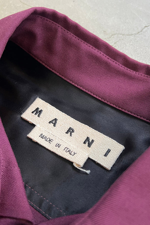 MADE IN ITALY L/S TROPICAL WOOL SHIRT / WINE RED [SIZE: M USED]