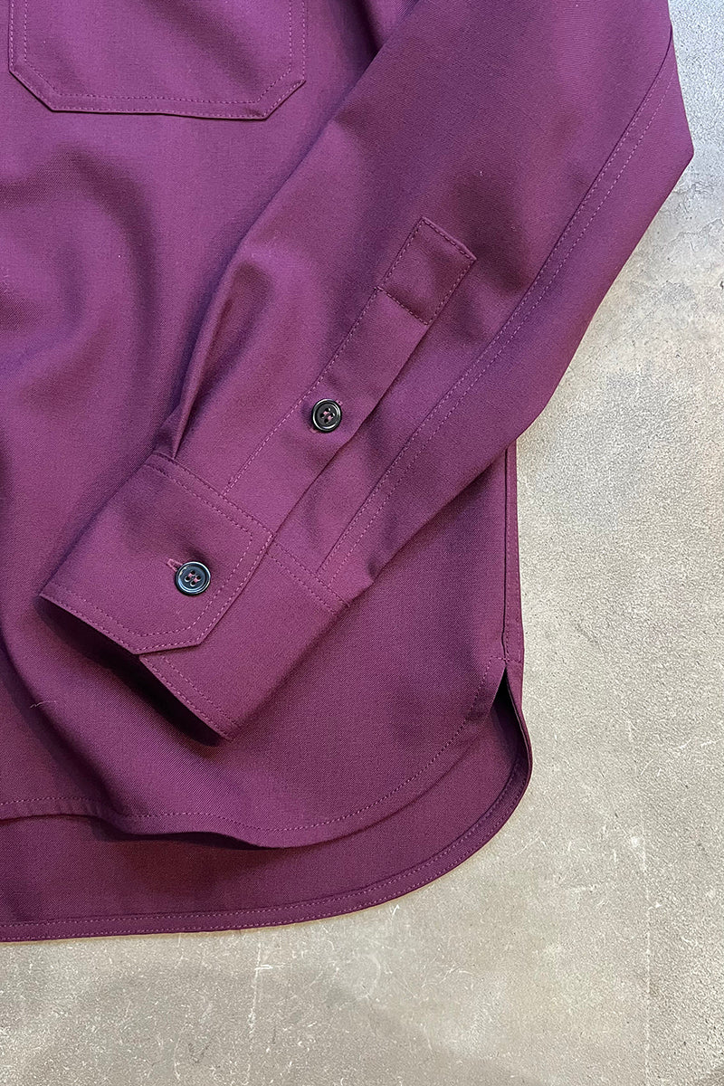 MADE IN ITALY L/S TROPICAL WOOL SHIRT / WINE RED [SIZE: M USED]