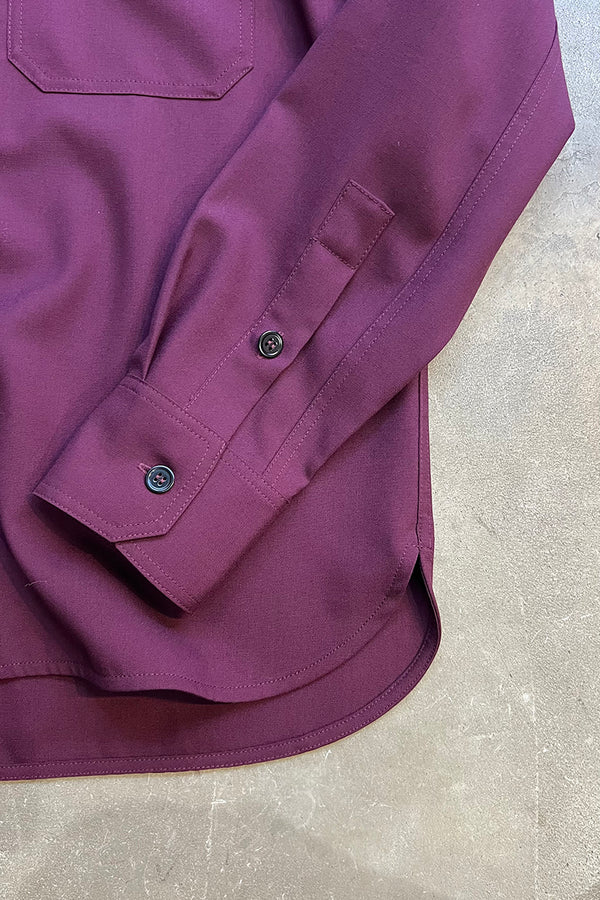 MADE IN ITALY L/S TROPICAL WOOL SHIRT / WINE RED [SIZE: M USED]