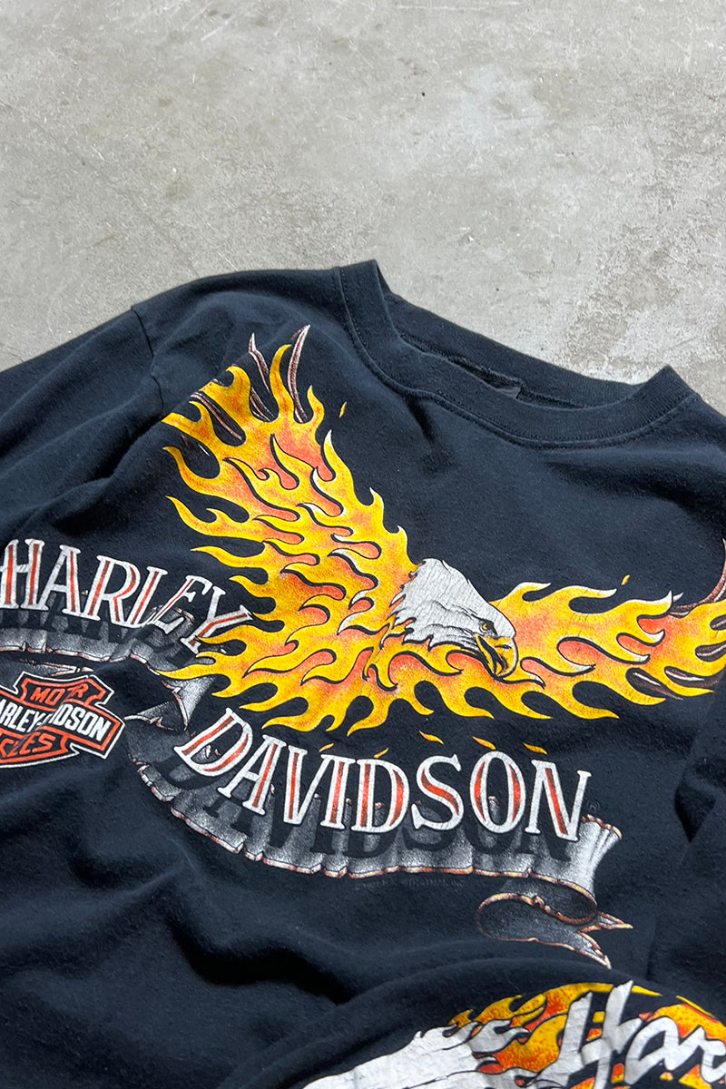MADE IN USA 90'S L/S PRINT T-SHIRT / BLACK [SIZE: M USED]