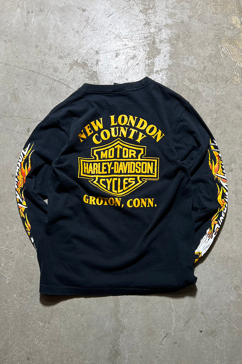 MADE IN USA 90'S L/S PRINT T-SHIRT / BLACK [SIZE: M USED]