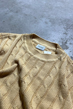 画像をギャラリービューアに読み込む, MADE IN ITALY 90&#39;S COTTON CABLE KNIT SWEATER / YELLOW [SIZE: M USED]
