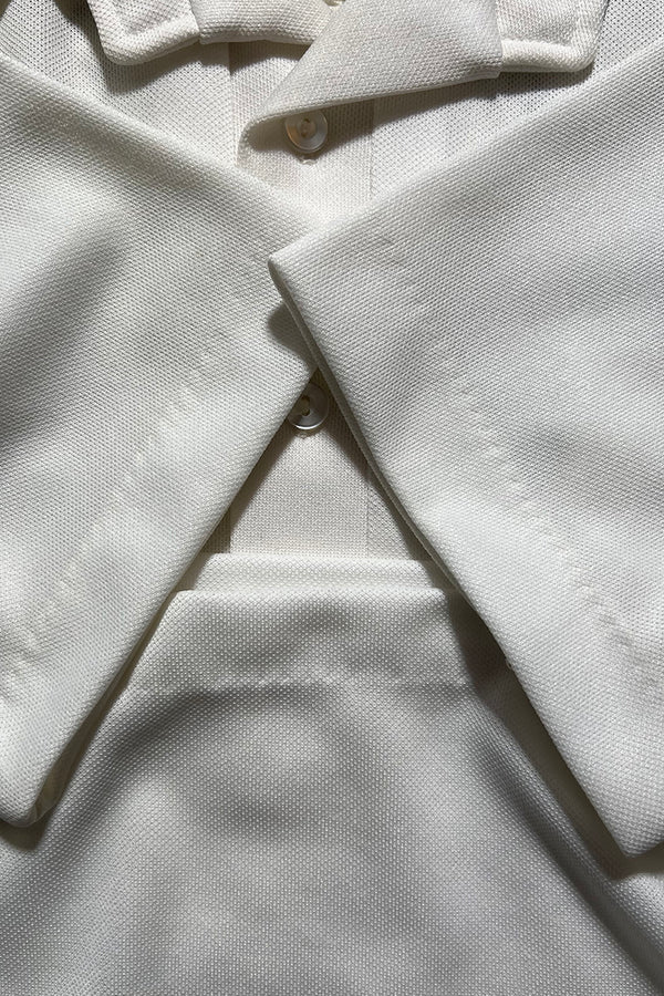 MADE IN USA 80'S S/S CHAINSTITCH EMBROIDERY BOWLING SHIRT / WHITE [SIZE: M USED]