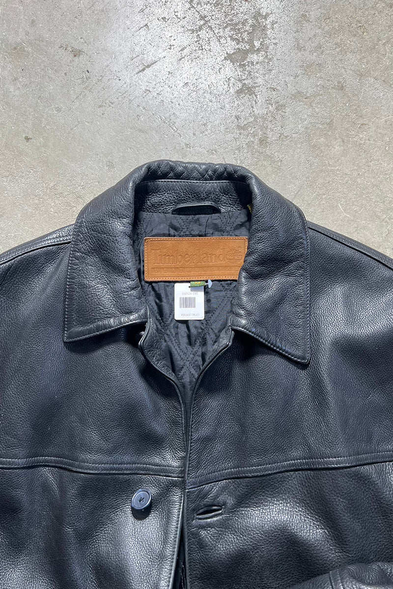 90'S LEATHER COAT / BLACK [SIZE: M USED]