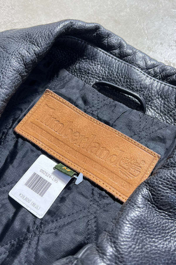 90'S LEATHER COAT / BLACK [SIZE: M USED]
