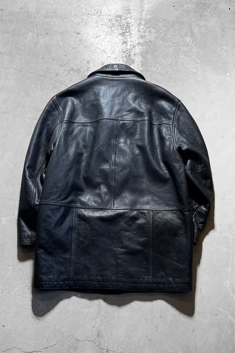 90'S LEATHER COAT / BLACK [SIZE: M USED]