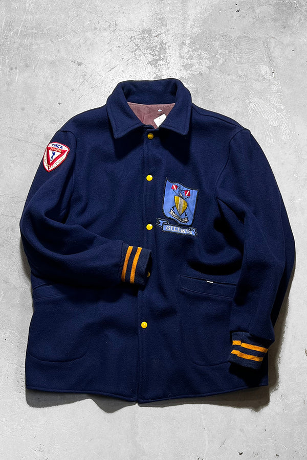 60'S SCUBA CLUB WOOL STADIUM JACKET IRIDESCENT LINING / NAVY [SIZE: 42 USED]