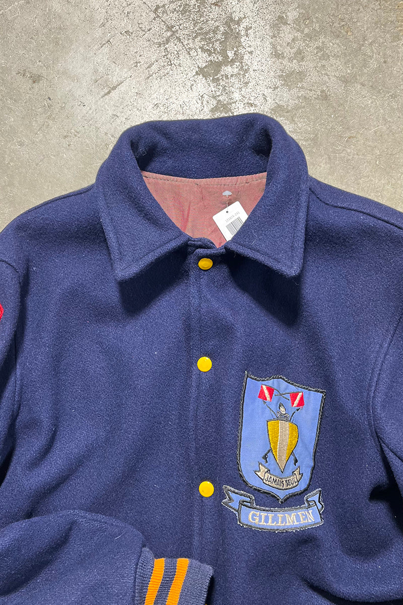 60'S SCUBA CLUB WOOL STADIUM JACKET IRIDESCENT LINING / NAVY [SIZE: 42 USED]
