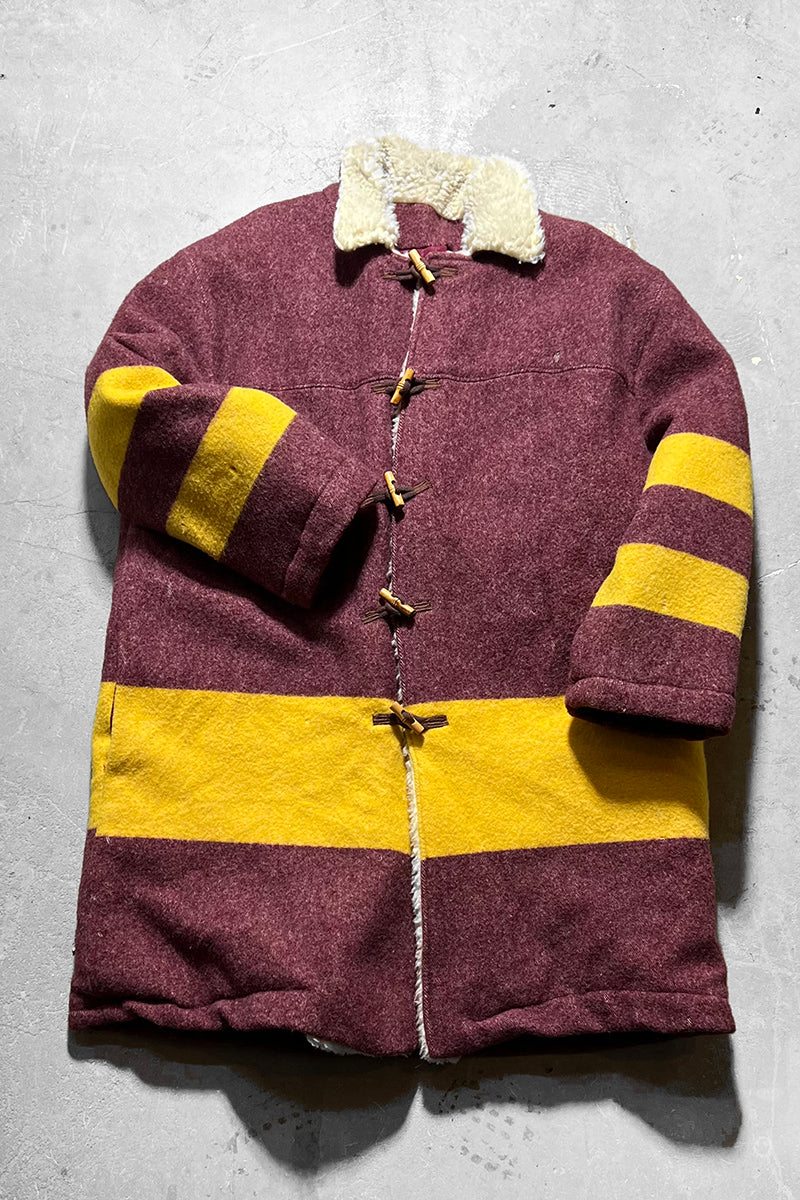 WOOL BLANKET COAT WITH BOA LINER / PURPLE [SIZE: L USED]