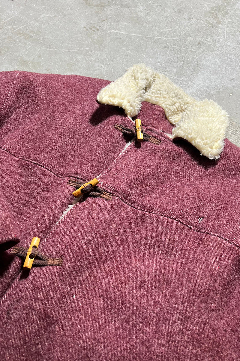 WOOL BLANKET COAT WITH BOA LINER / PURPLE [SIZE: L USED]