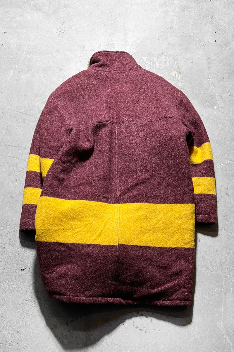 WOOL BLANKET COAT WITH BOA LINER / PURPLE [SIZE: L USED]
