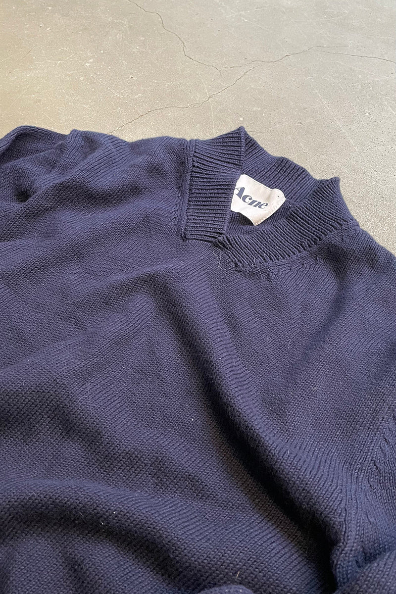 12SS DOWEN COTTON KNIT V-NECK SWEATER / NAVY [SIZE: L USED]