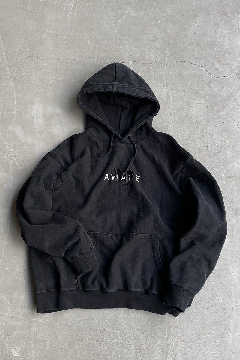 COLLEGE LOGO SWEAT HOODIE / FADED BLACK [SIZE: XL USED]