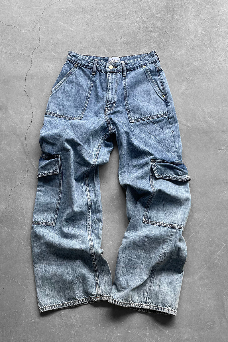 MADE IN TURKEY ANGI DENIM CARGO PANTS / INDIGO [SIZE: 28 USED]