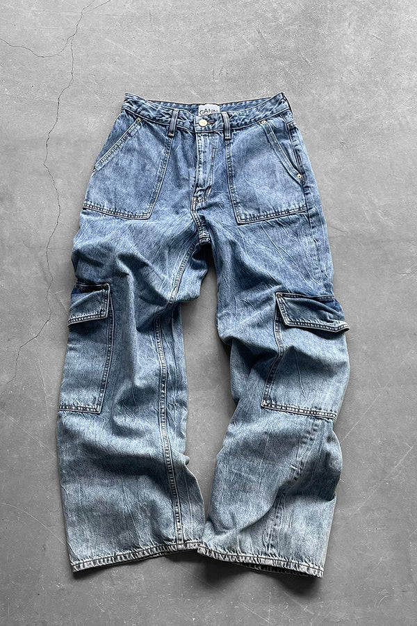 MADE IN TURKEY ANGI DENIM CARGO PANTS / INDIGO [SIZE: 28 USED]