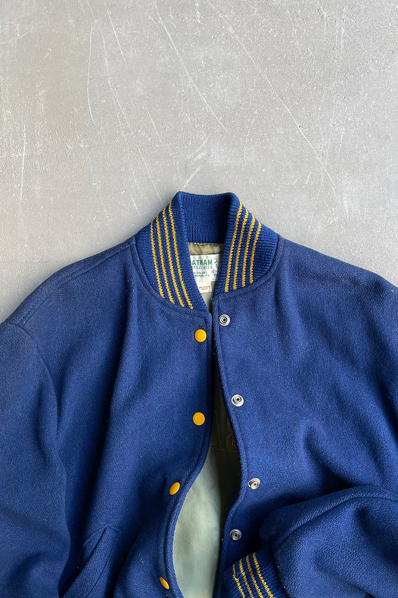 70'S KNOCH BAND WOOL STADIUM JACKET / NAVY [SIZE: 32 USED]
