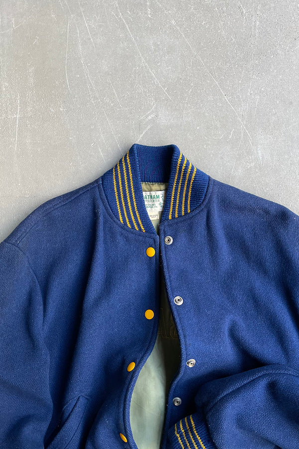 70'S KNOCH BAND WOOL STADIUM JACKET / NAVY [SIZE: 32 USED]