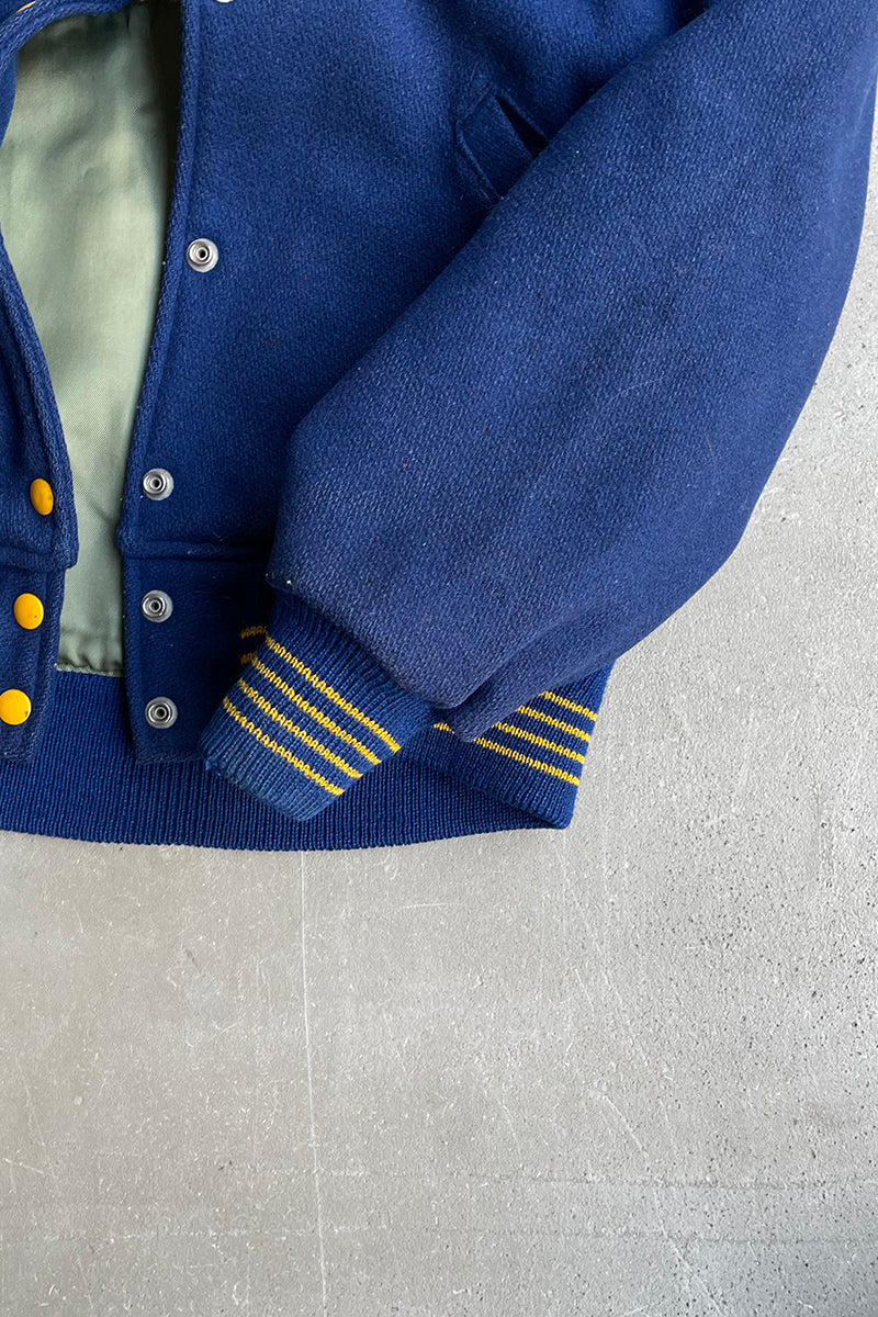 70'S KNOCH BAND WOOL STADIUM JACKET / NAVY [SIZE: 32 USED]