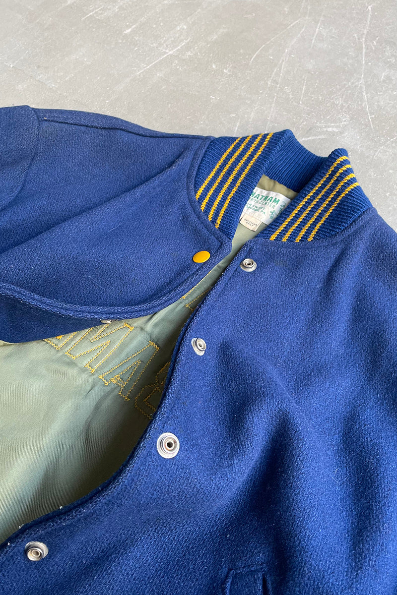 70'S KNOCH BAND WOOL STADIUM JACKET / NAVY [SIZE: 32 USED]