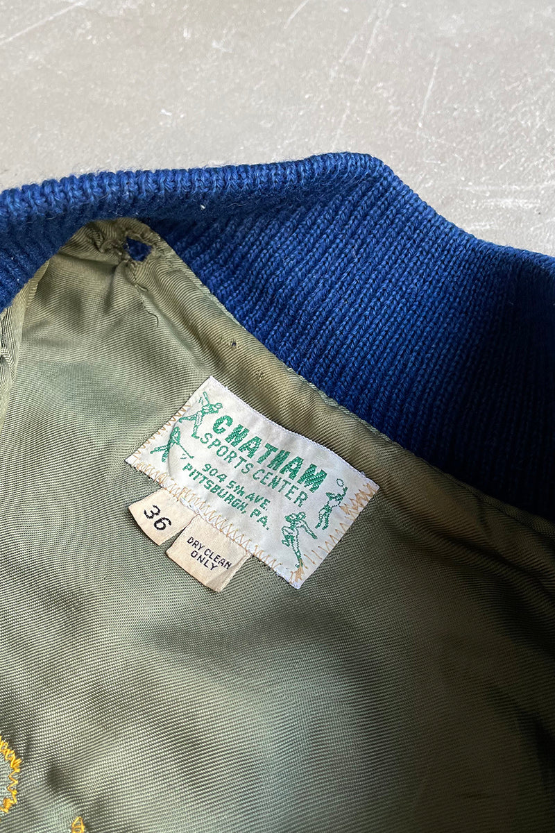 70'S KNOCH BAND WOOL STADIUM JACKET / NAVY [SIZE: 32 USED]