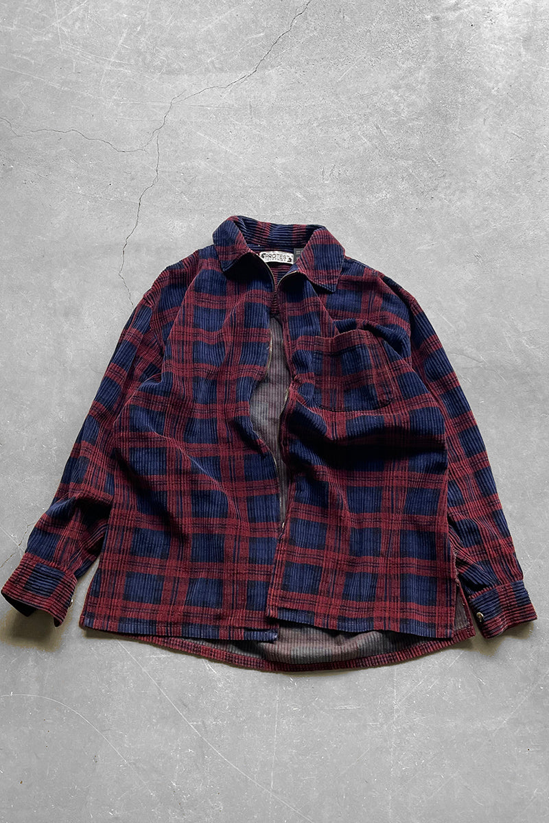 90'S ZIP CORDUROY JACKET / CHECK [SIZE: M USED]